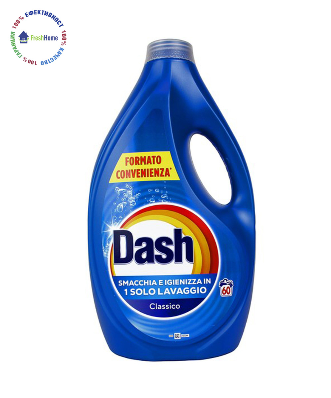 Dash Liquid Classico течен перилен препарат за бяло и цветно пране, 60 пранета/2,700л.