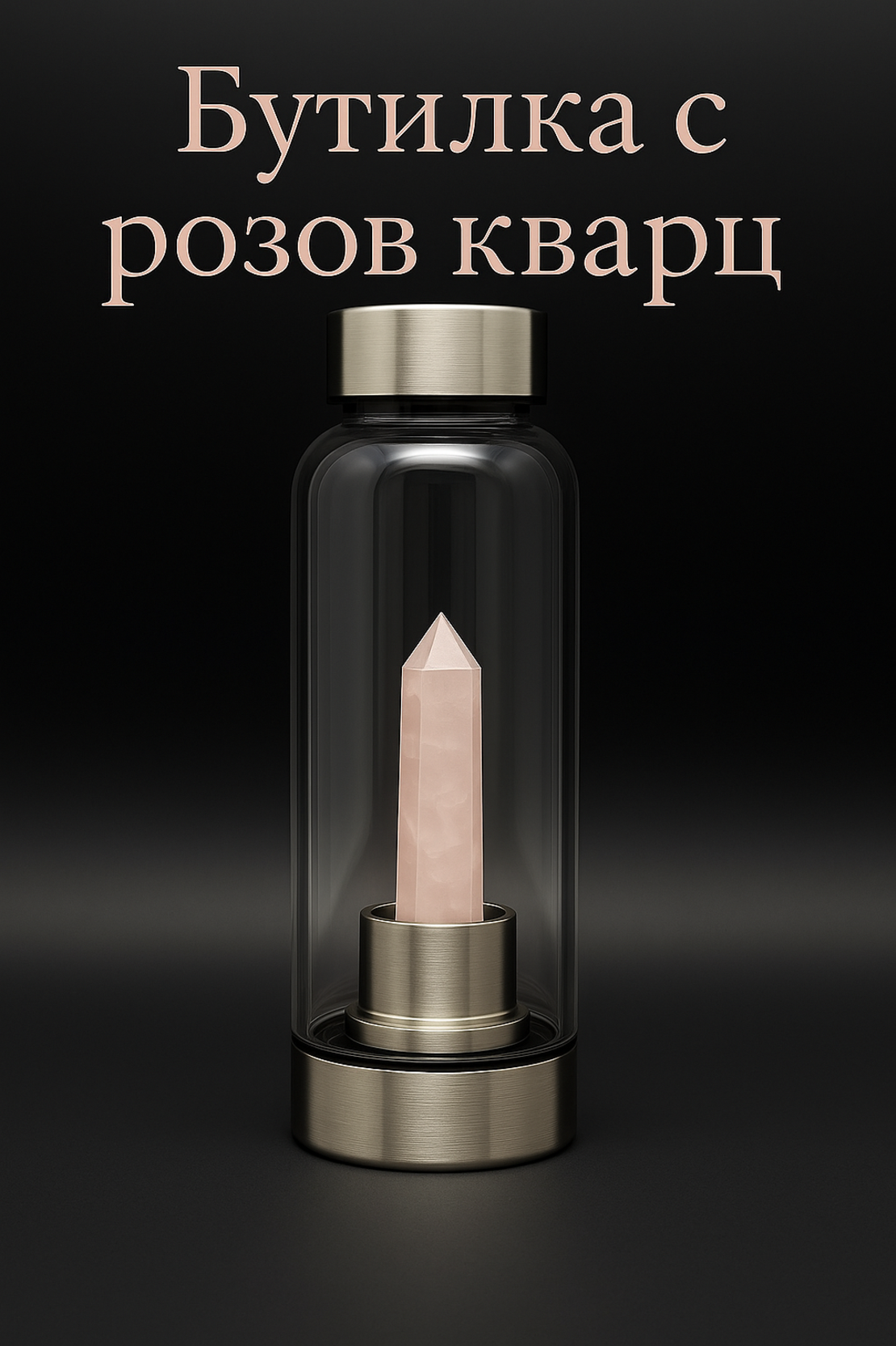 Бутилка за зареждане на вода с Розов Кварц