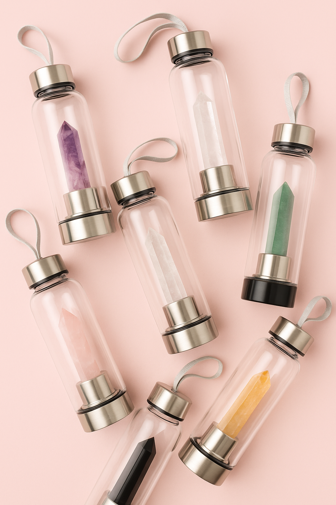 Бутилка за зареждане на вода с Розов Кварц