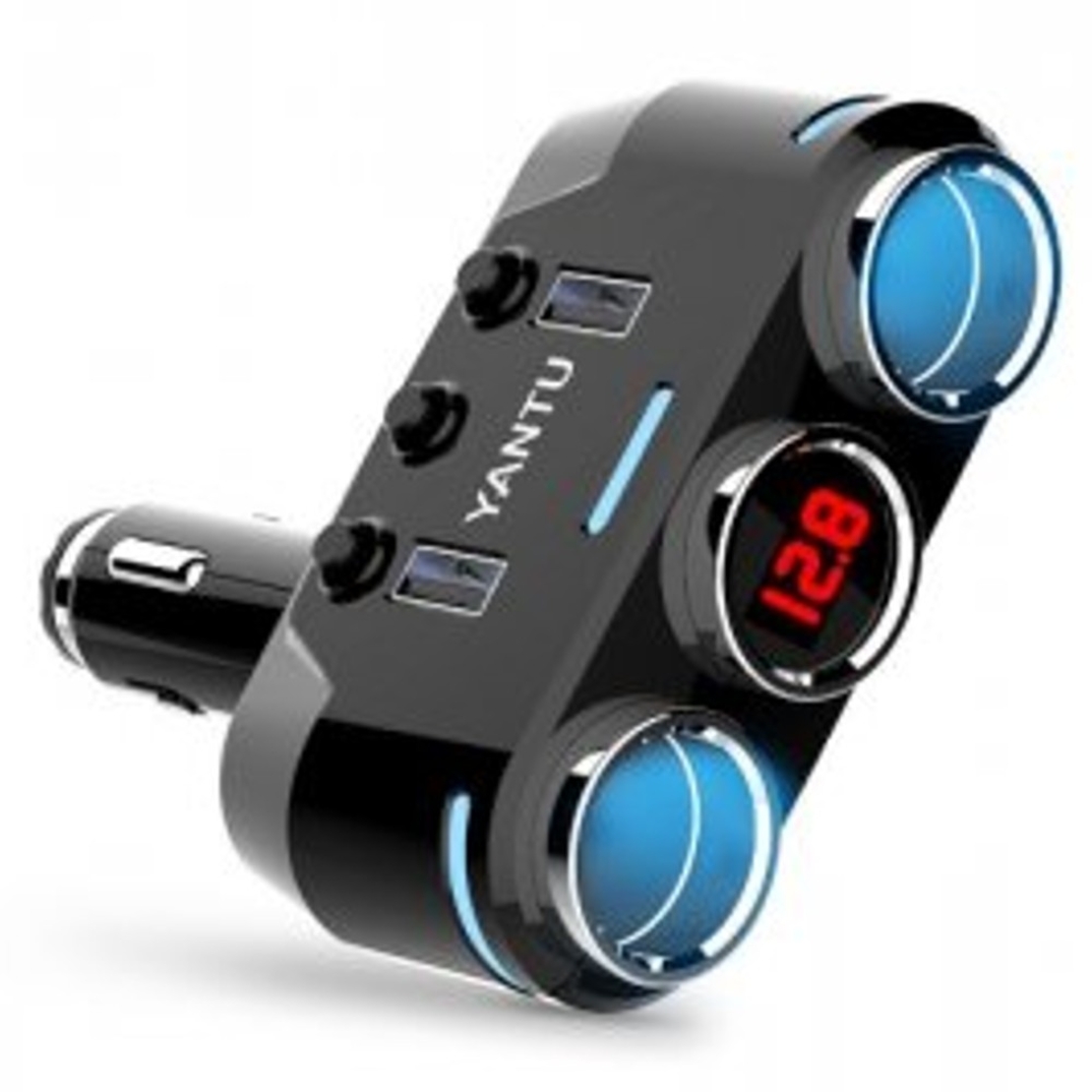 АВТО РАЗКЛОНИТЕЛ YANTU B39, 2 ГНЕЗДА, ВОЛТ МЕТЪР, USB, ТВЪРДА ВРЪЗКА