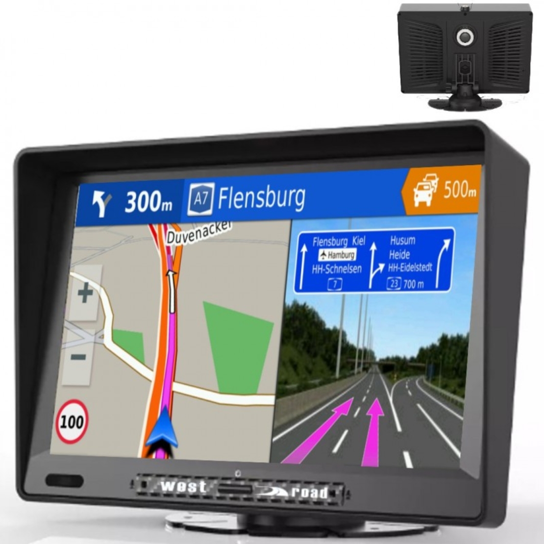 GPS Навигация West Road WR-A9768SS, 9 инча, Android, Wi-Fi, Видеорегистратор, Вграден сенник
