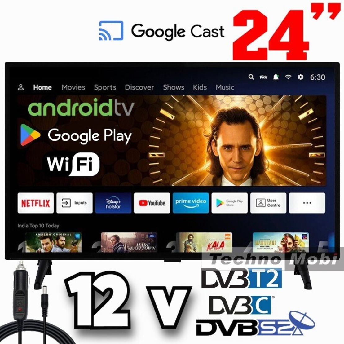 Телевизор на 12 волта Daewoo 24DM54HAM, Смарт, Android, 24 инча, Wi-Fi, Google Cast, Google Play