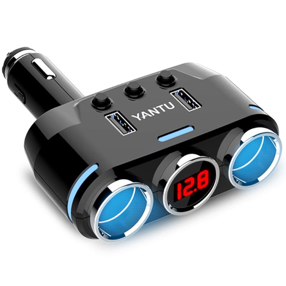 АВТО РАЗКЛОНИТЕЛ YANTU B39, 2 ГНЕЗДА, ВОЛТ МЕТЪР, USB, ТВЪРДА ВРЪЗКА