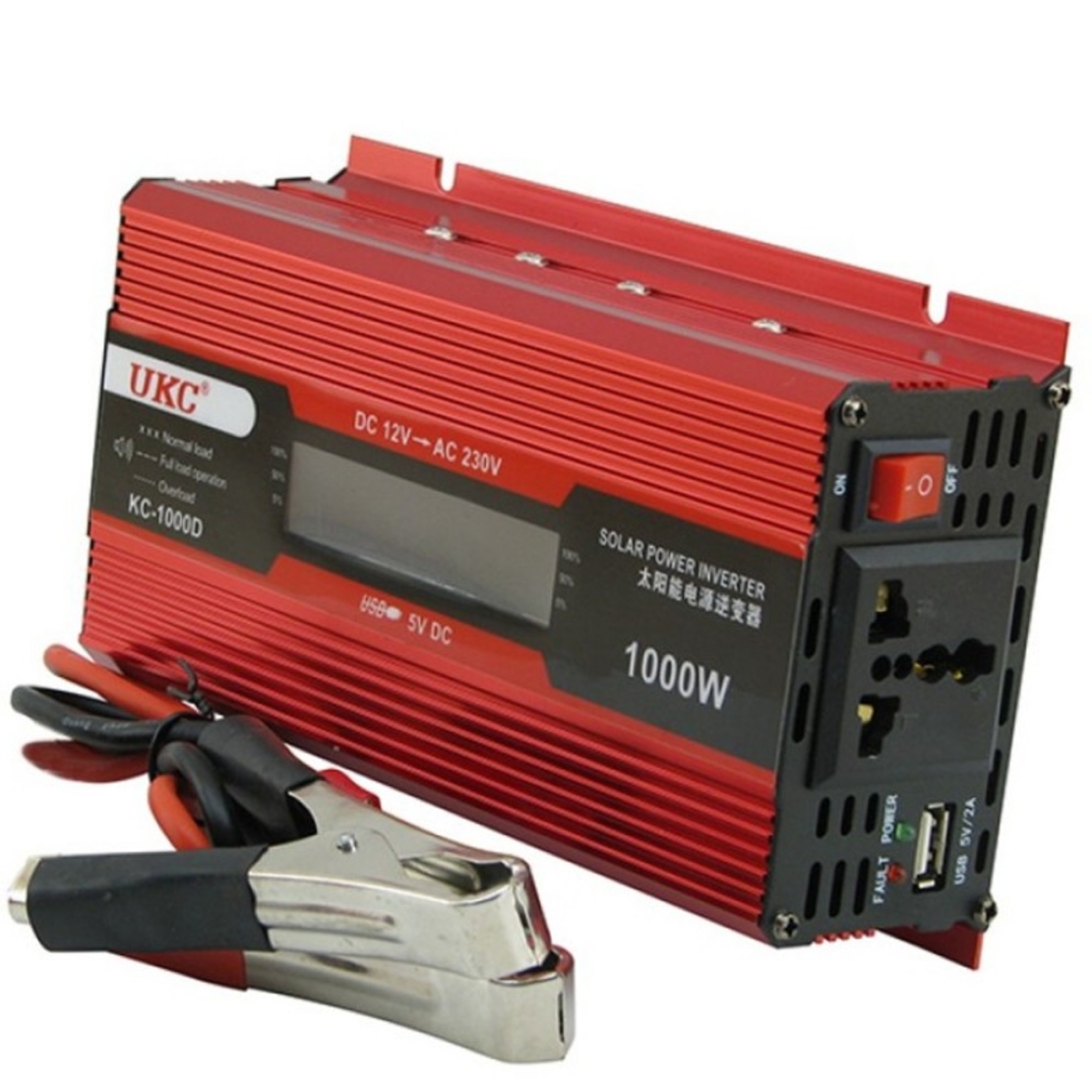 Инвертор на напрежение UKC KC-1000D, 12 волта, 1000 W, LCD дисплей