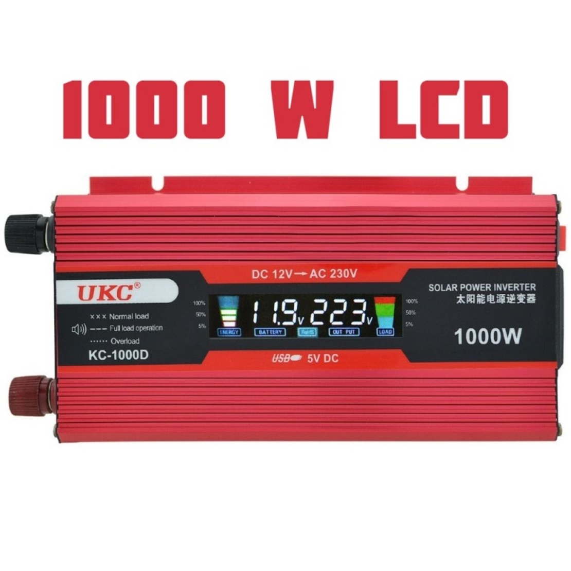 Инвертор на напрежение UKC KC-1000D, 12 волта, 1000 W, LCD дисплей