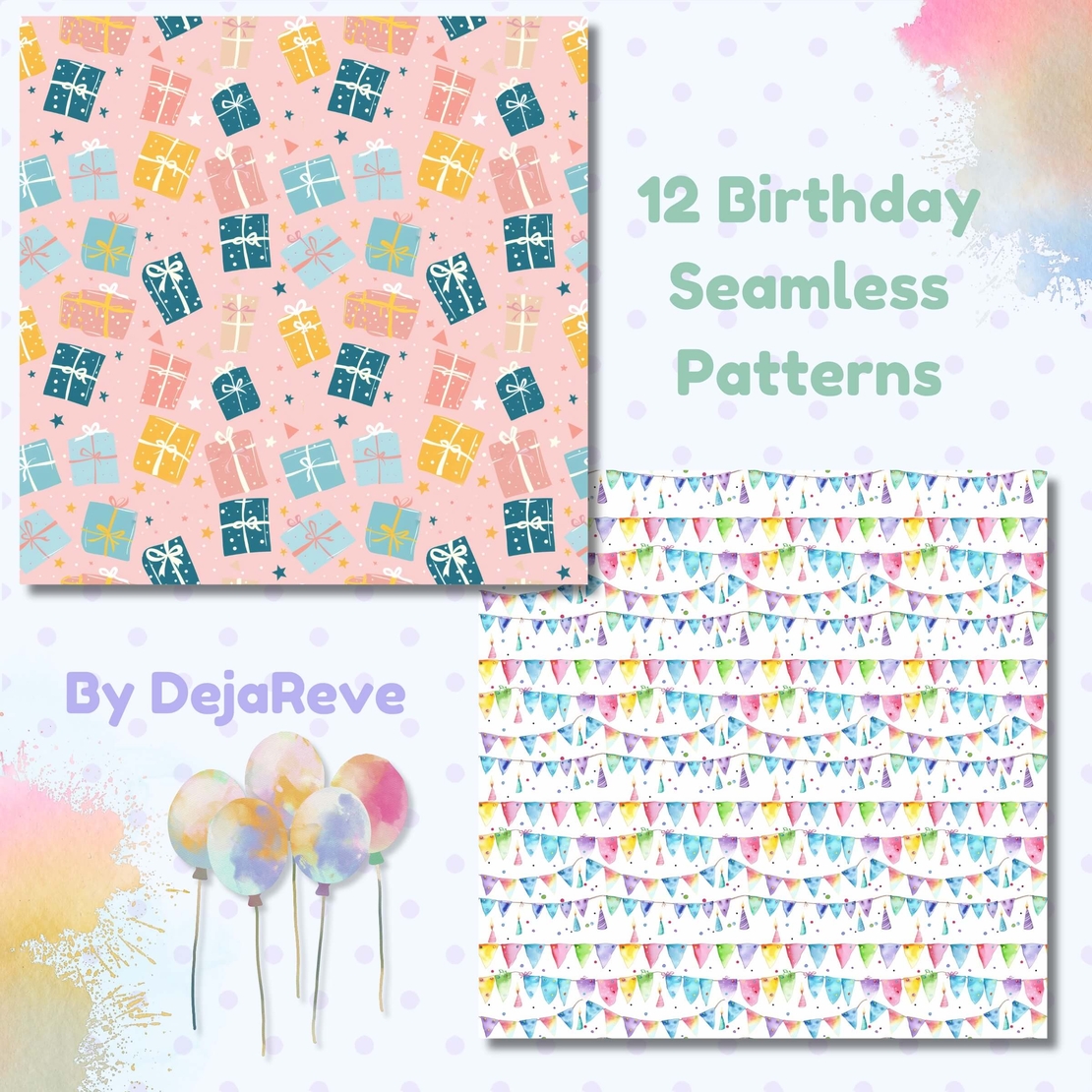 Дигитална хартия - Birthday Seamless Patterns