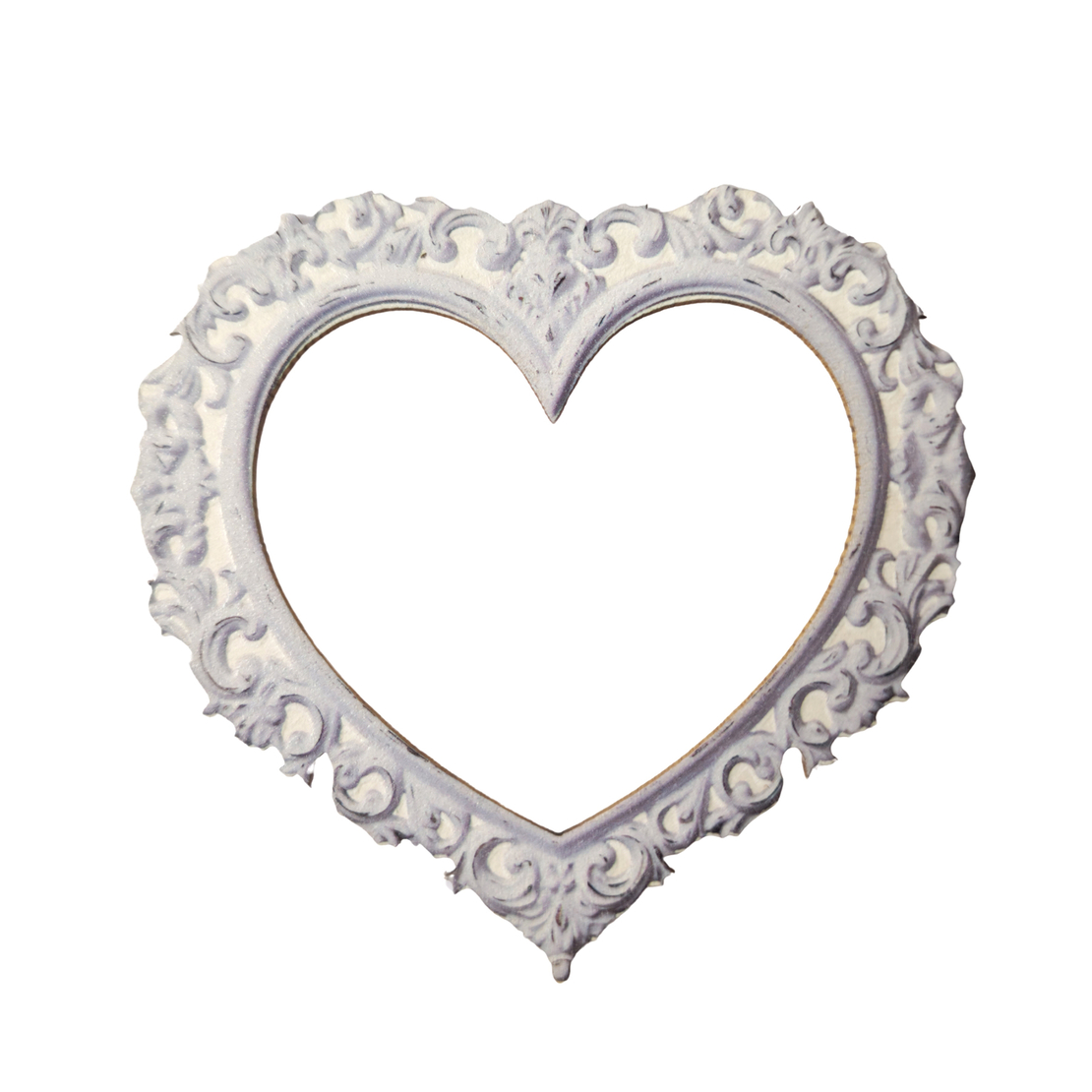 Chipboard white heart-shaped frame