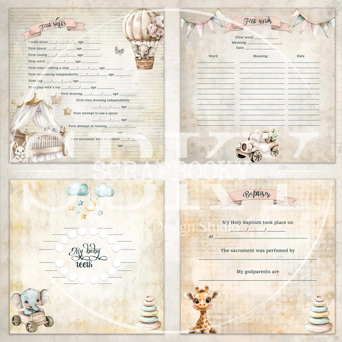 Digital Pages For Baby Album ''Baby Dreams'' - in English