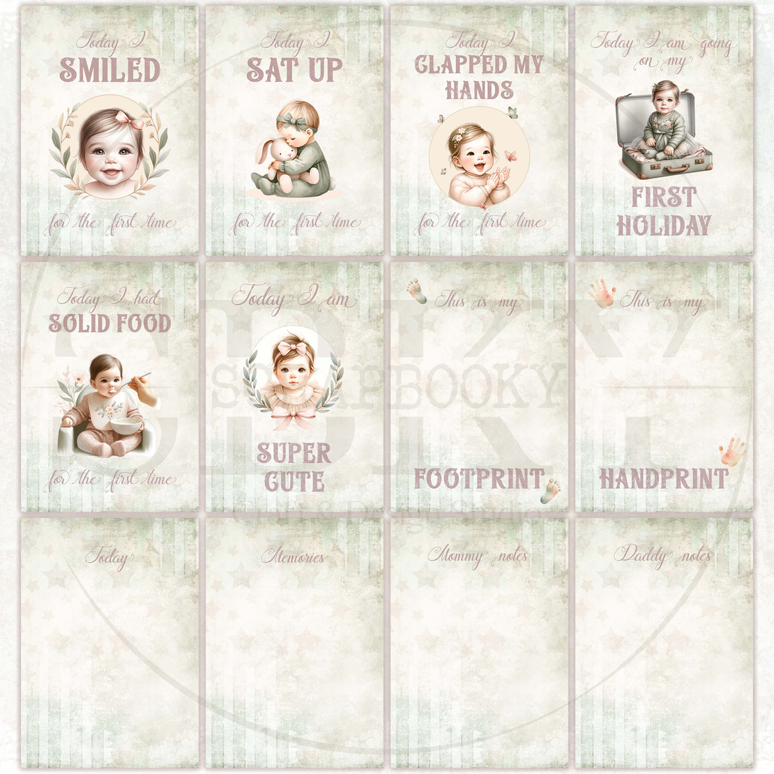 Baby Girl Milestone Cards - In English