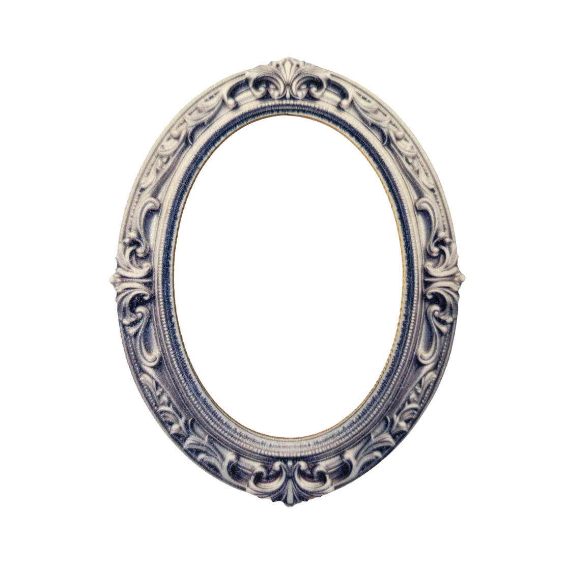 Chipboard silver oval frame