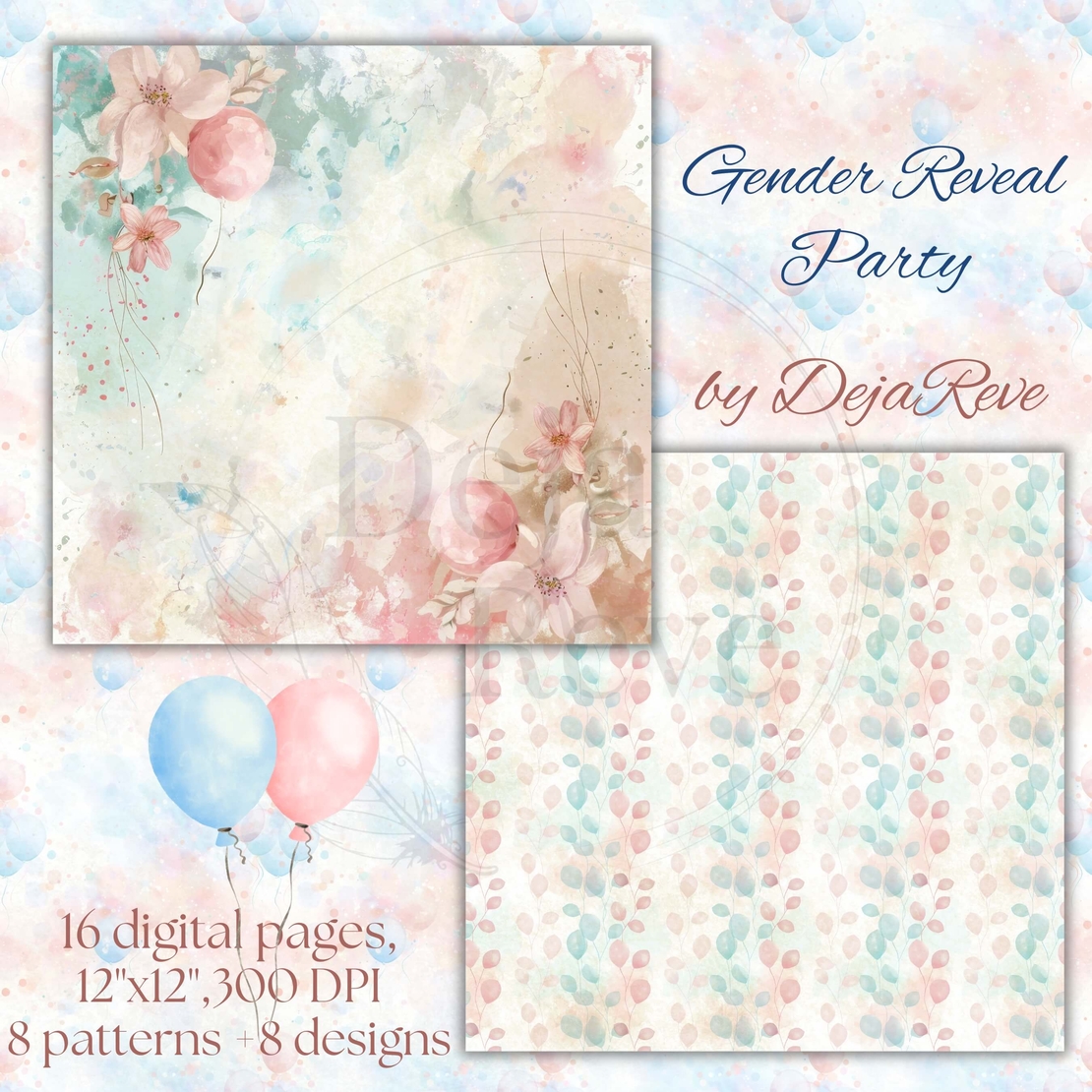 Gender Reveal Party - Digital Papers