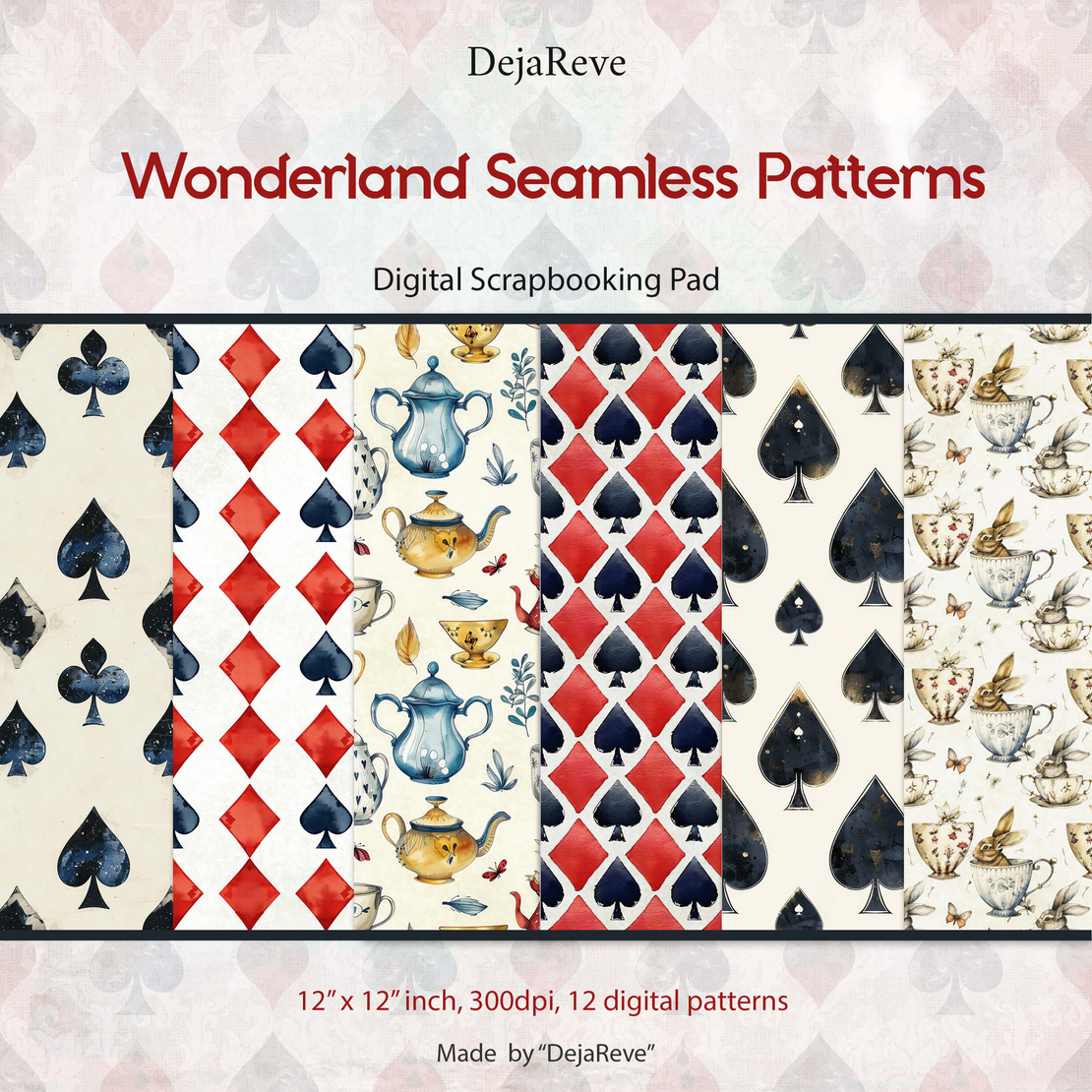 Дигитална хартия - Wonderland Seamless Patterns