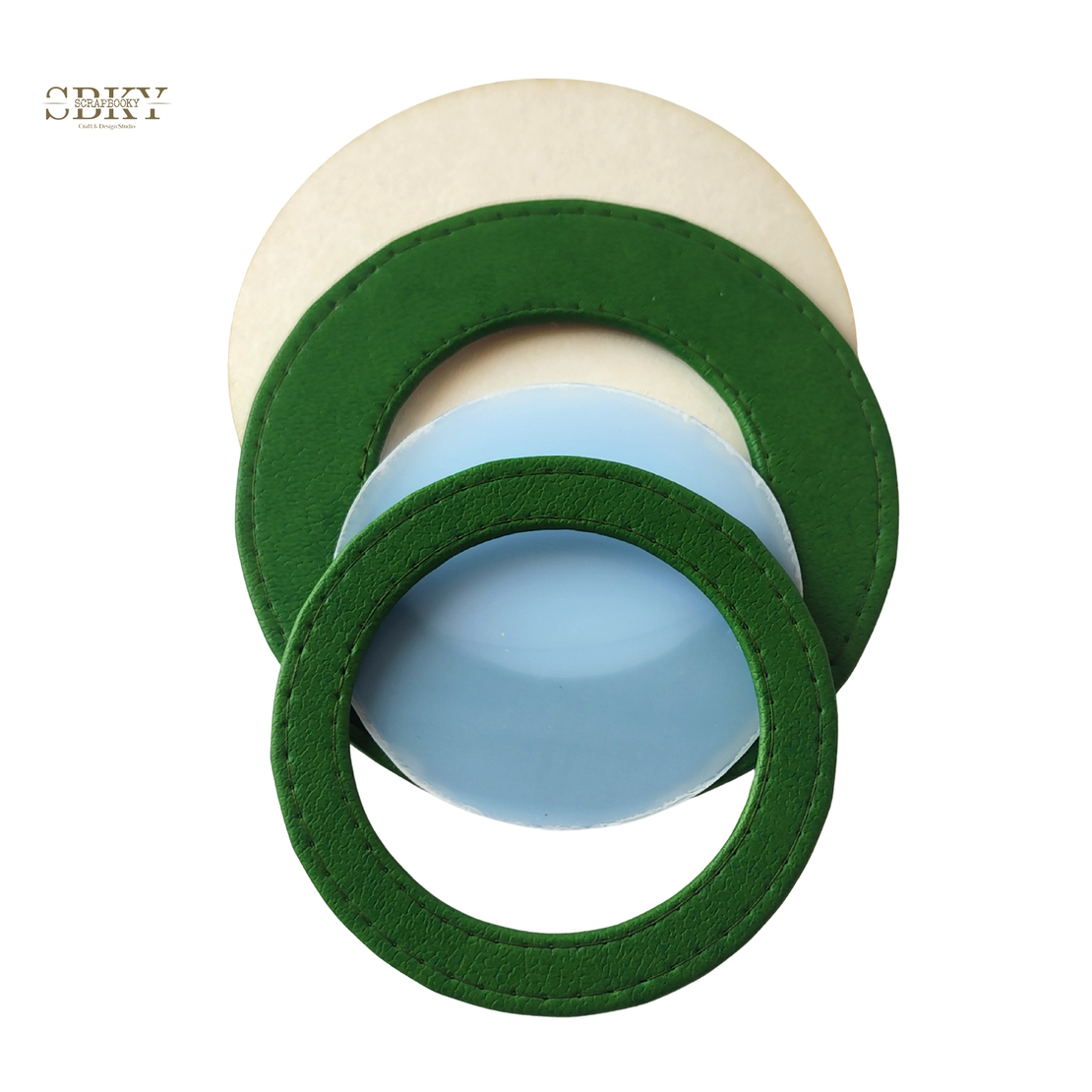 Shaker element with artificial leather, green color