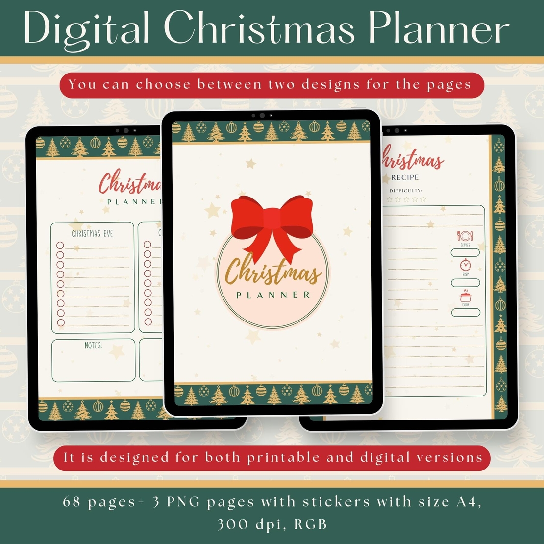 Digital Pages For Christmas Planner in English