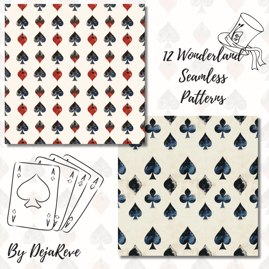 Wonderland Seamless Patterns - Digital Pages