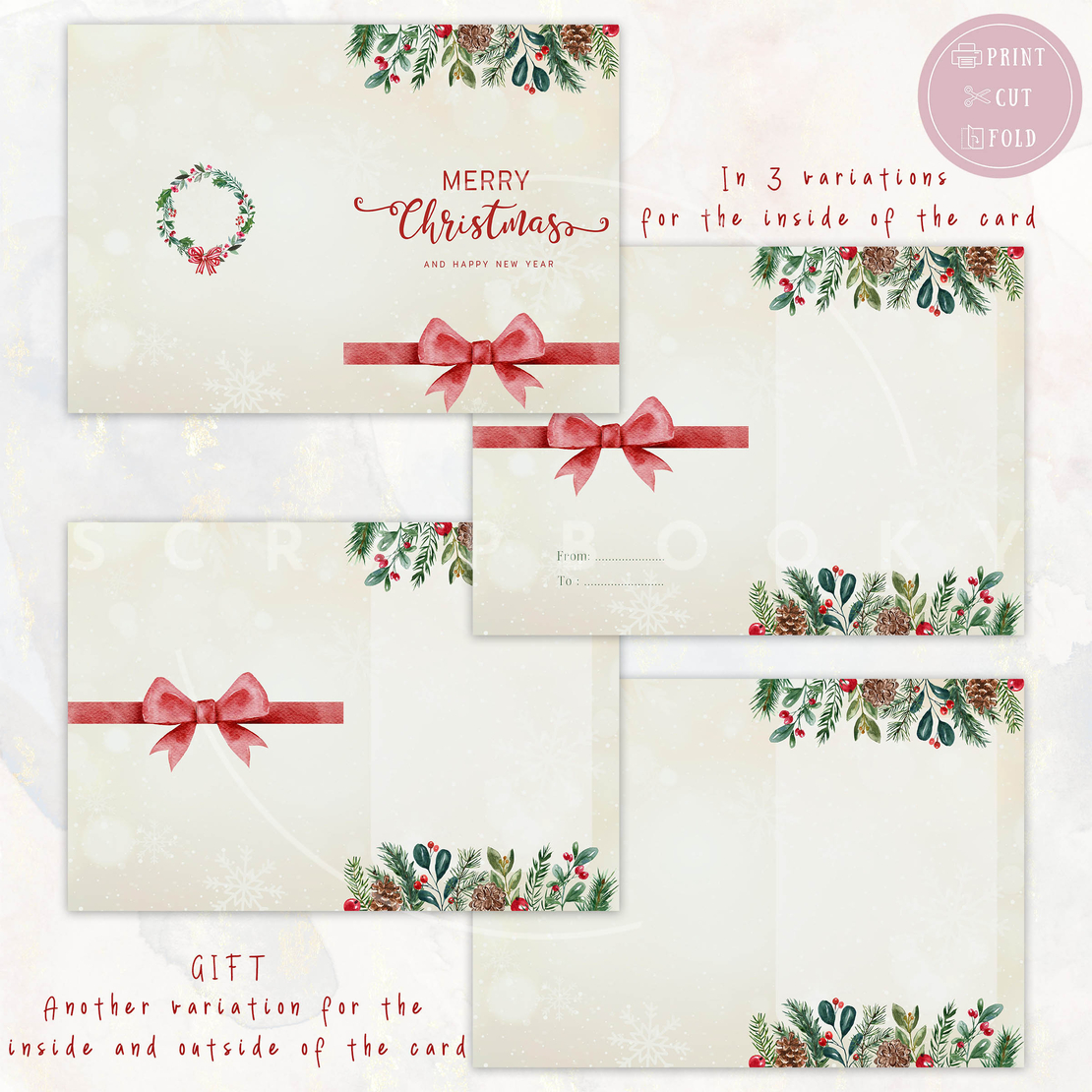 Digital Beige Christmas Card