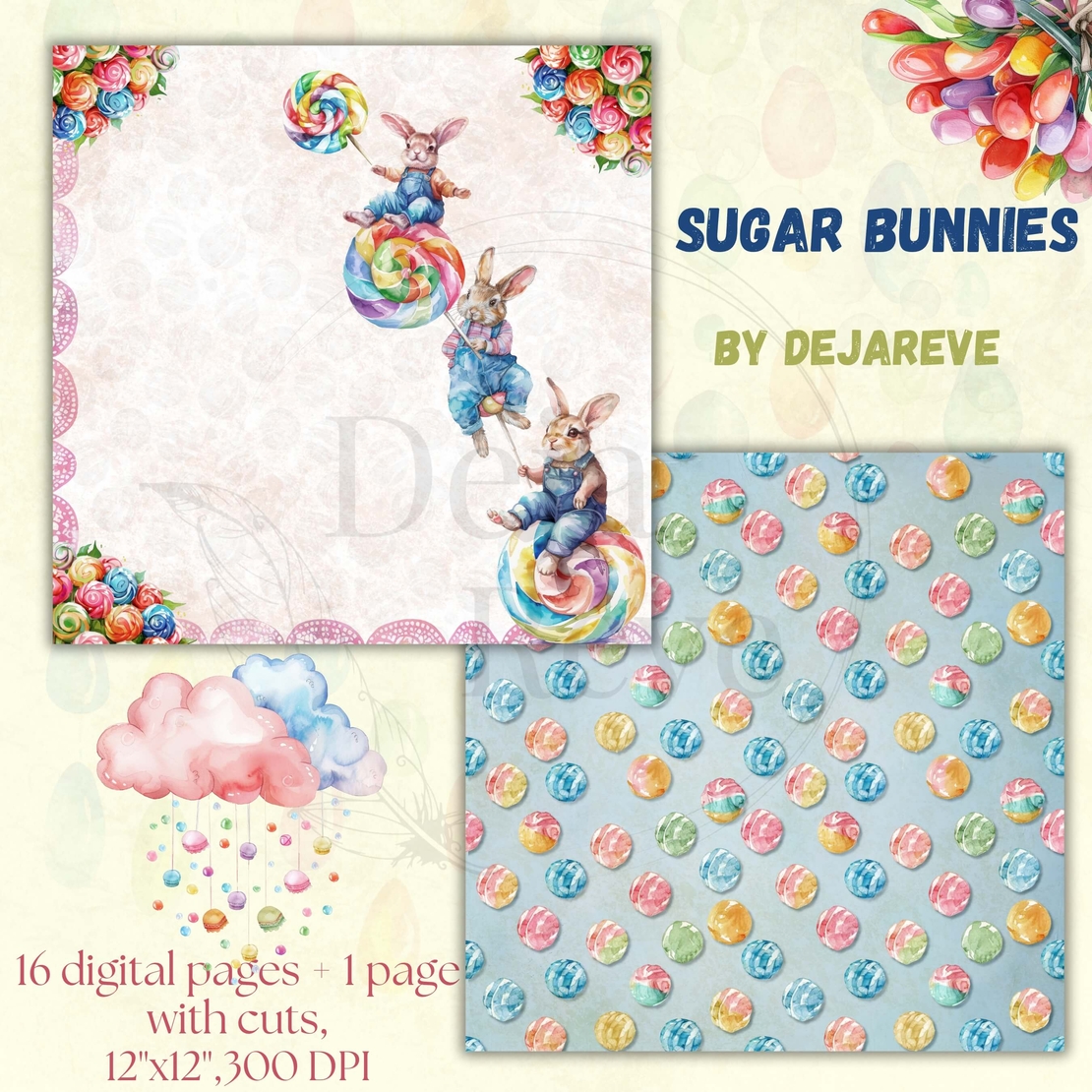 Sugar Bunnies - Digital Papers