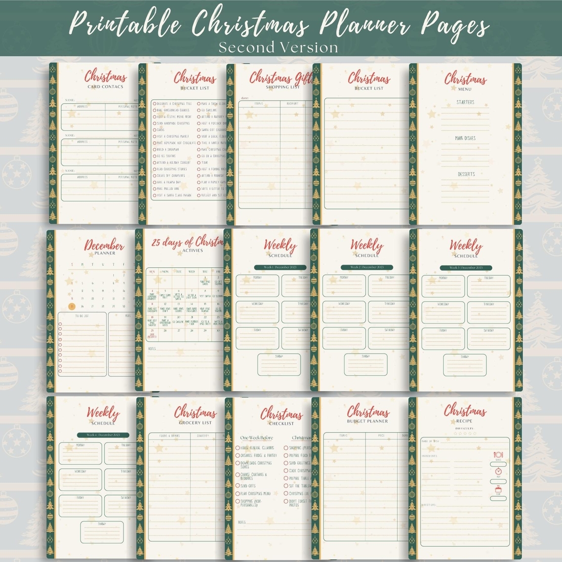 Digital Pages For Christmas Planner in English