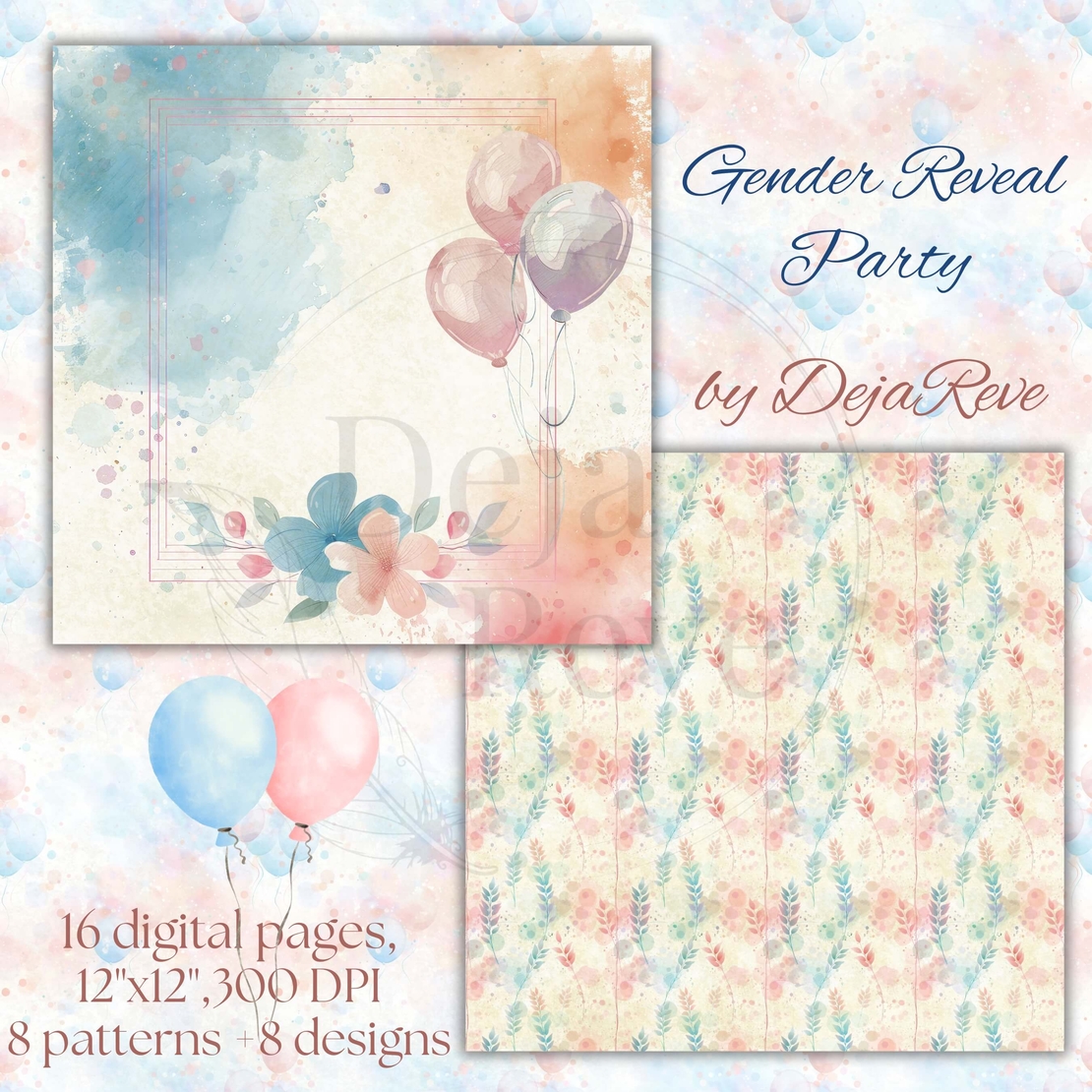 Gender Reveal Party - Digital Papers