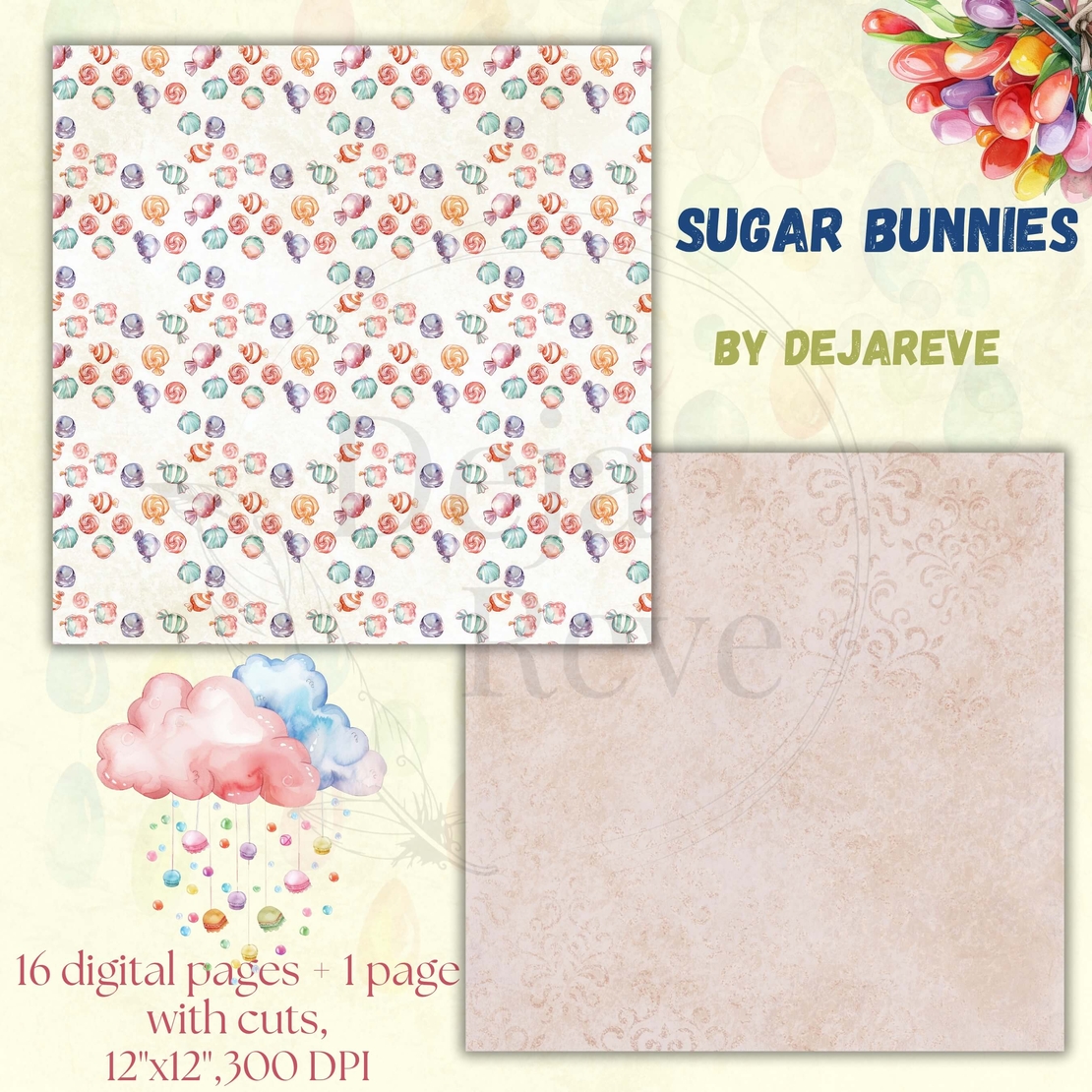 Sugar Bunnies - Digital Papers