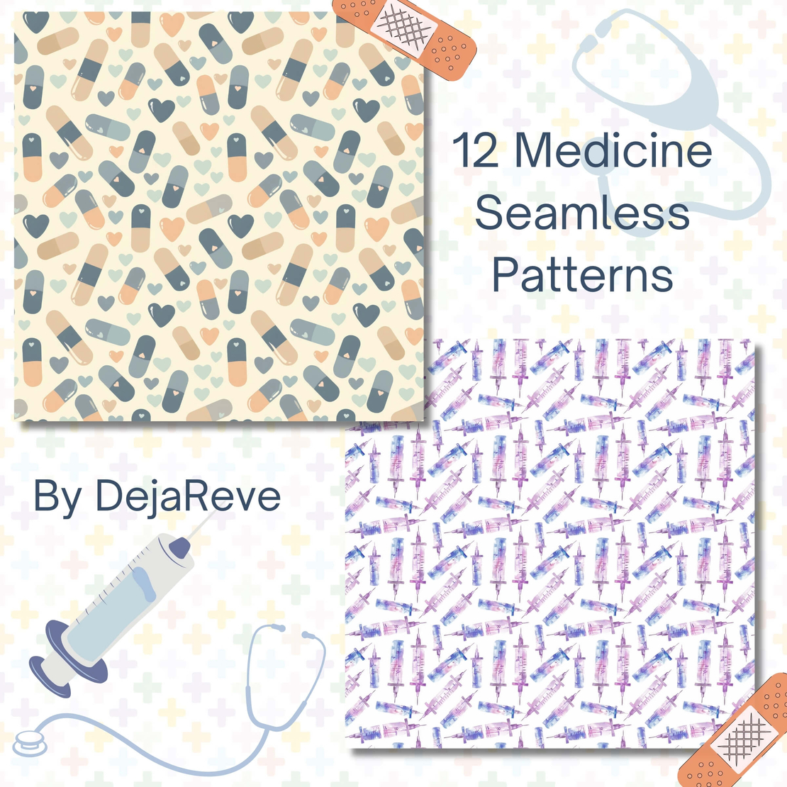 Medicine Seamless Patterns - Digital Papers