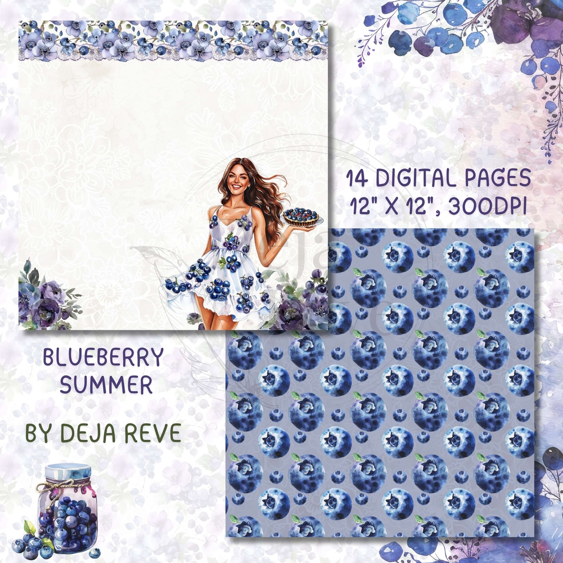 Blueberry Summer - Digital Paper