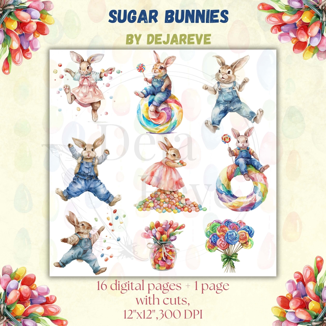 Sugar Bunnies - Digital Papers