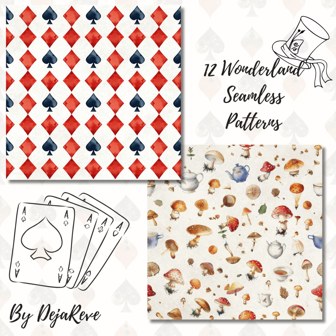 Дигитална хартия - Wonderland Seamless Patterns