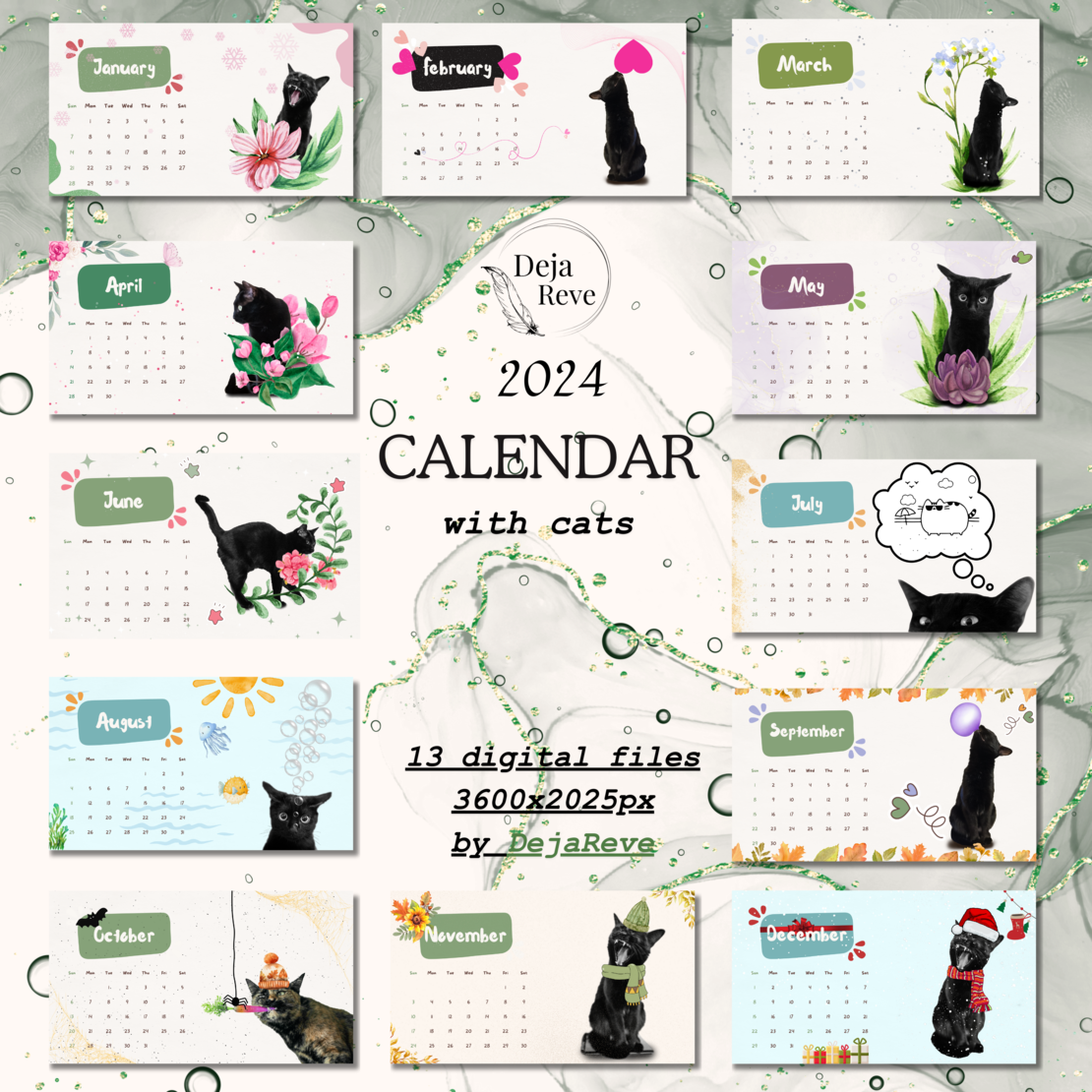 2024 Calendar with Cats