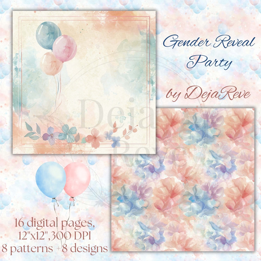 Gender Reveal Party - Digital Papers