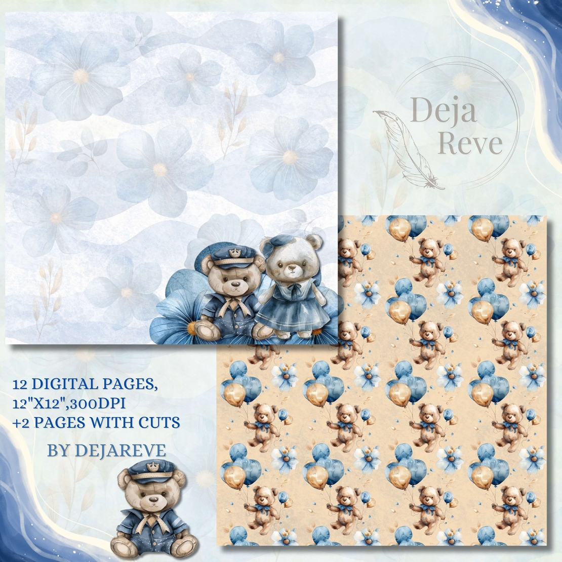 Summer Teddy Bears - Digital Papers