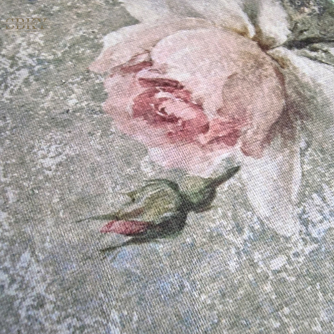 Bookbinding Canvas “Faded Roses & Letters” – 25x60 cm