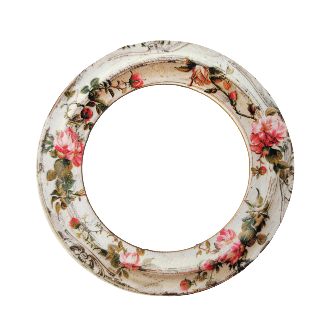 Chipboard circle frame with flowers