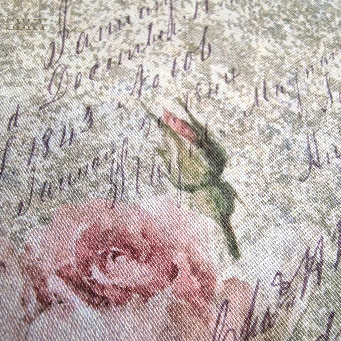 Bookbinding Canvas “Faded Roses & Letters” – 25x60 cm