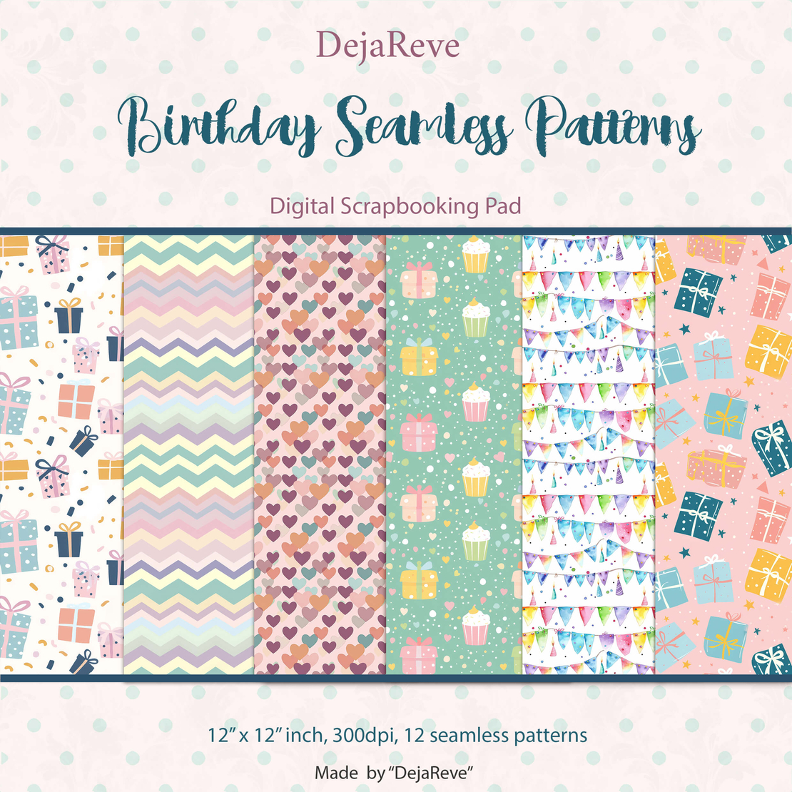 Дигитална хартия - Birthday Seamless Patterns