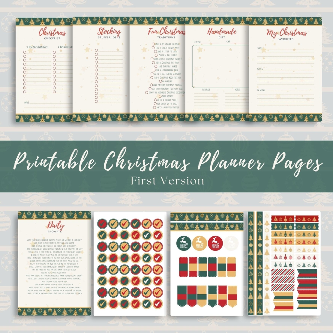 Digital Pages For Christmas Planner in English