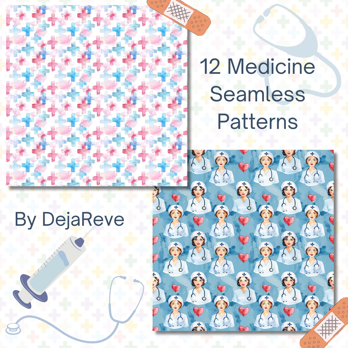 Medicine Seamless Patterns - Digital Papers