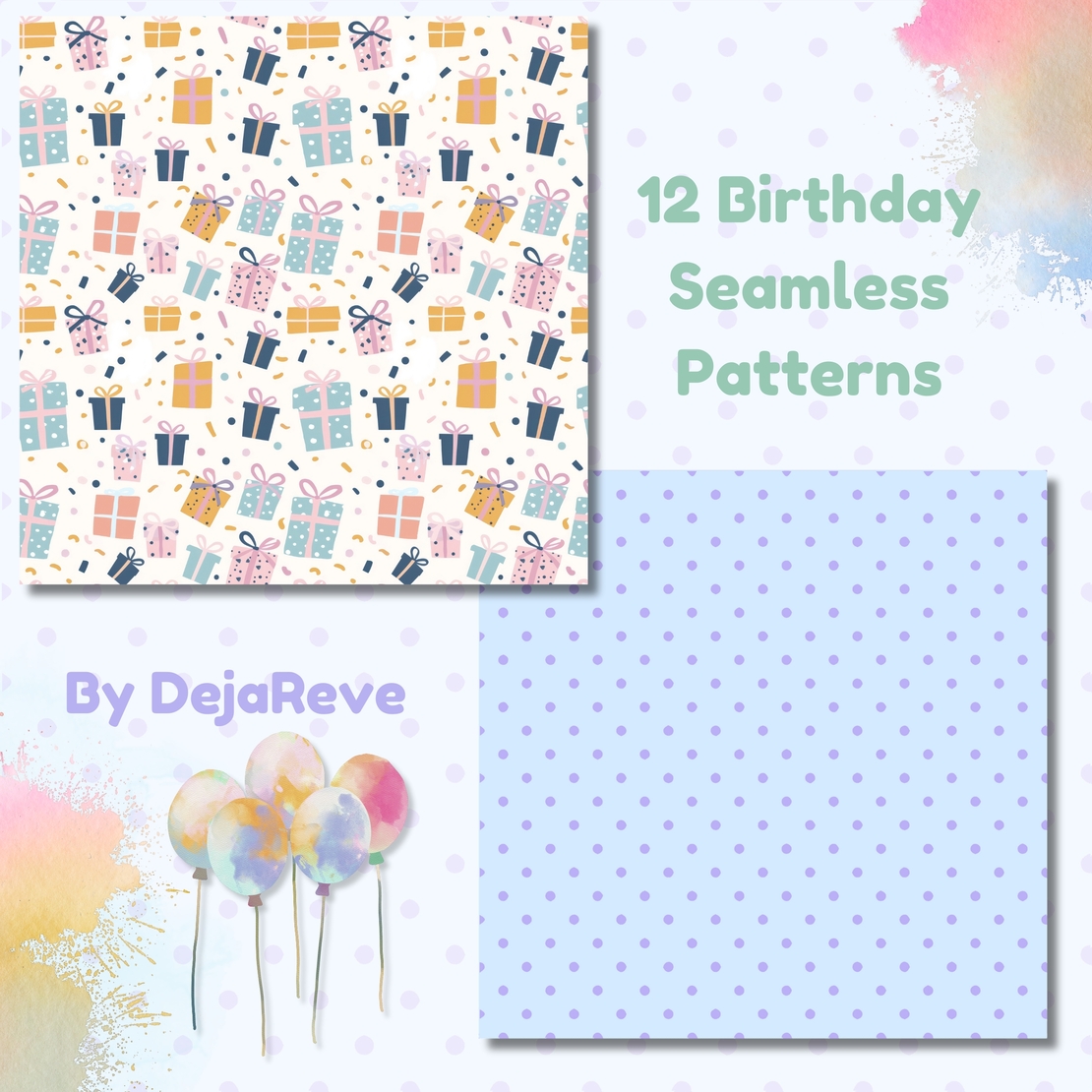 Дигитална хартия - Birthday Seamless Patterns