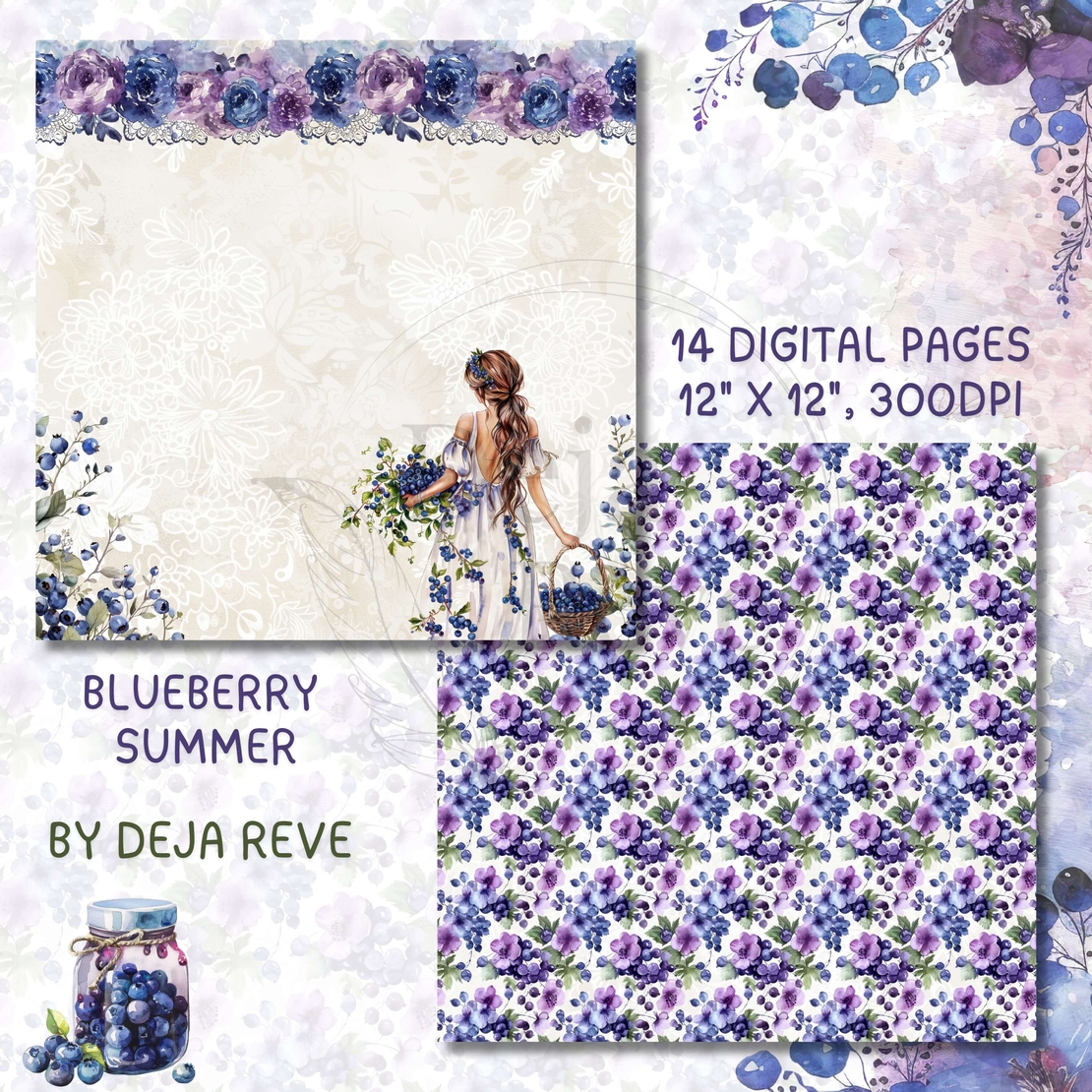 Blueberry Summer - Digital Paper