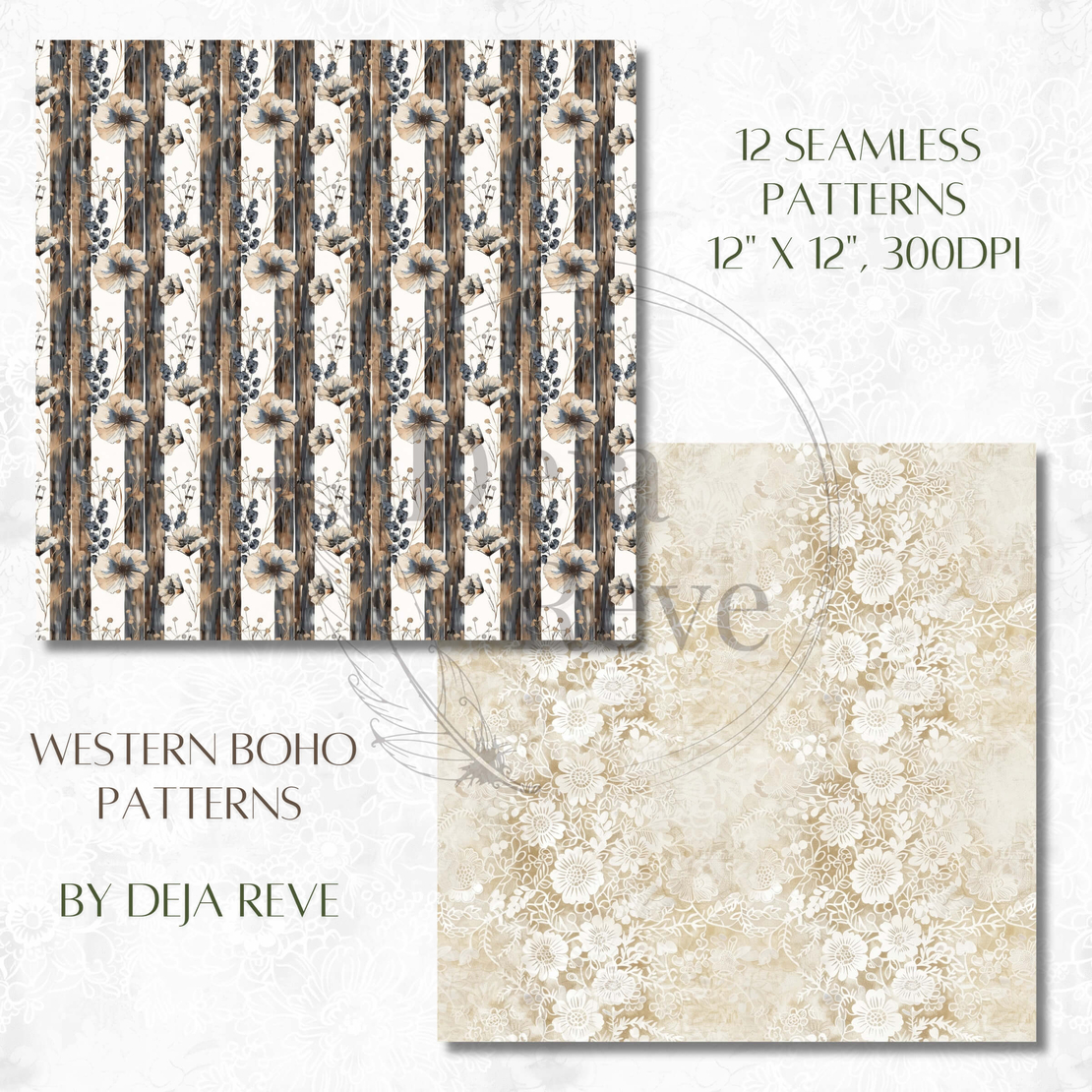 Western Boho Patterns - Digital papers