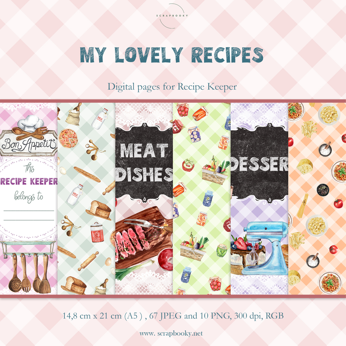 Digital Pages For Recipe Keeper - A5 in English