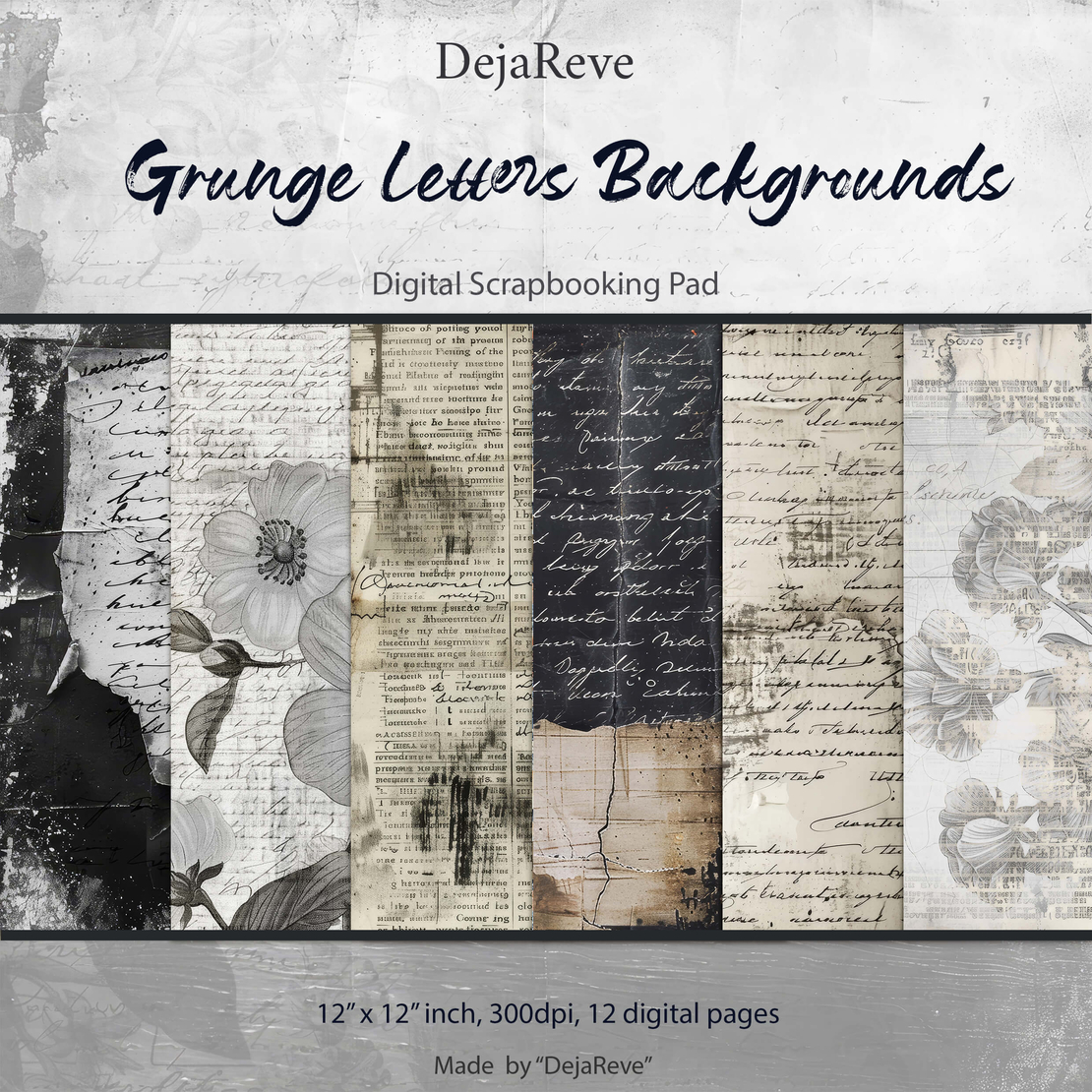 Grunge Letters Backgrounds - Digital Papers