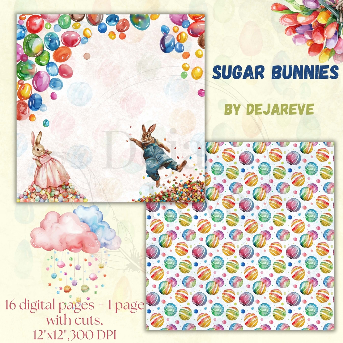 Sugar Bunnies - Digital Papers