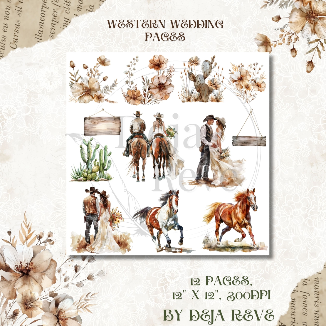 Western Wedding - Digital Papers