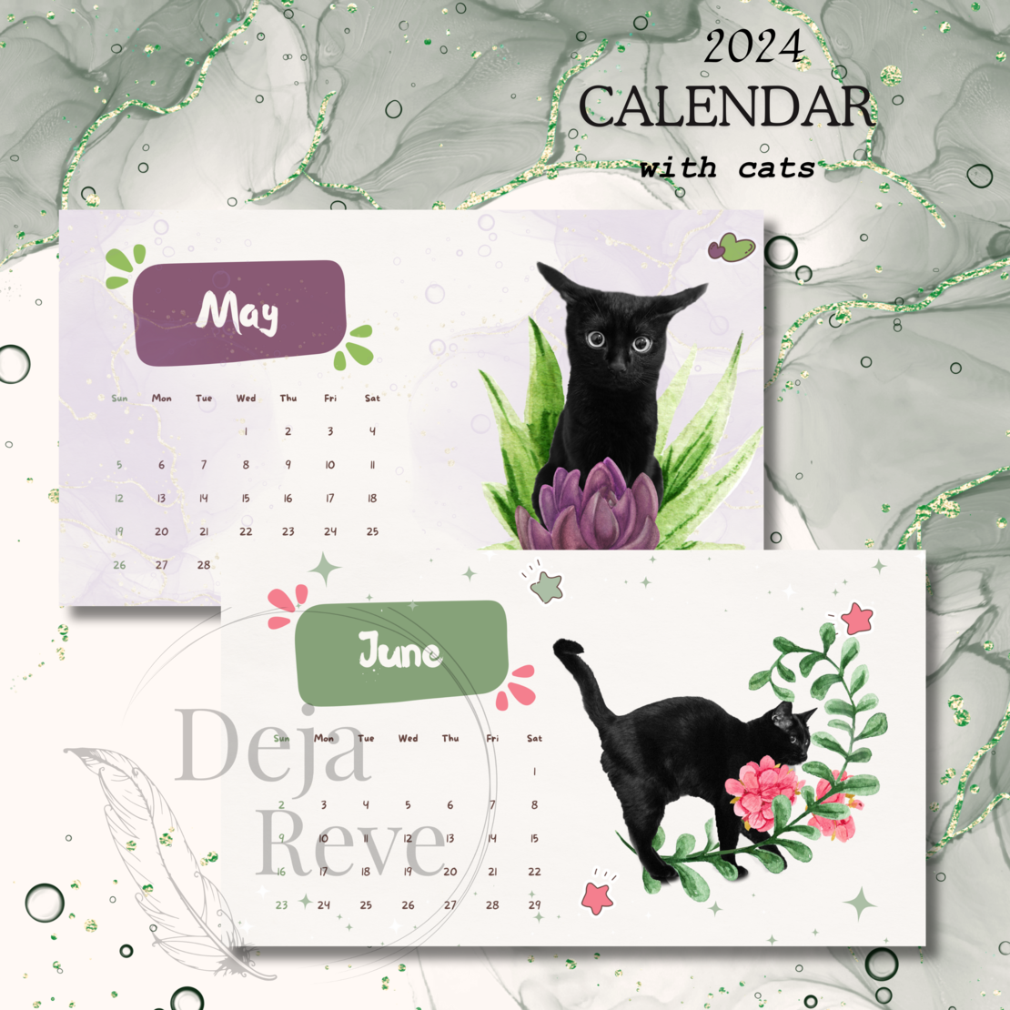 2024 Calendar with Cats