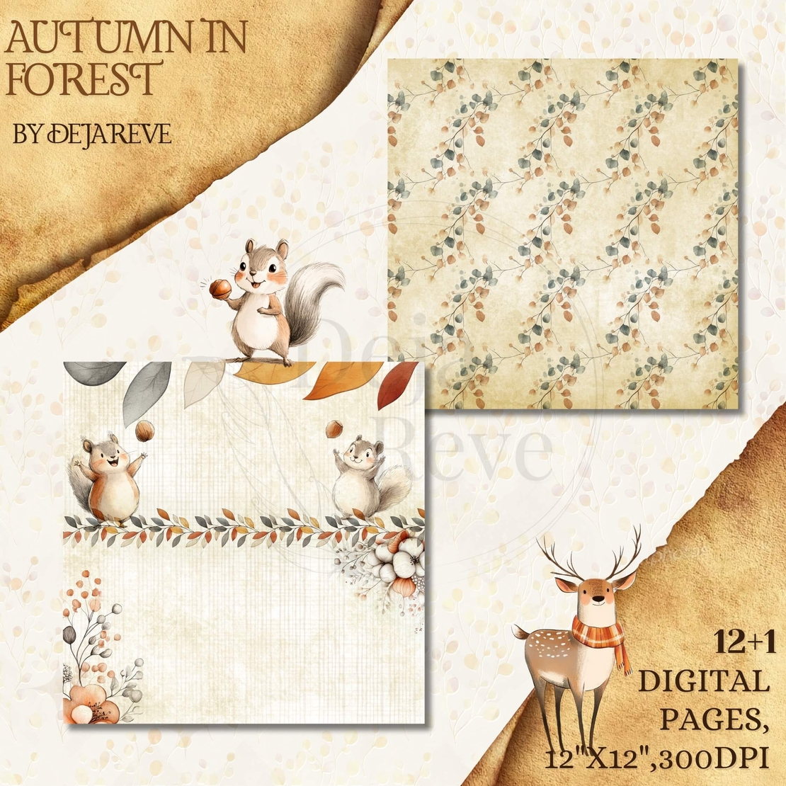 Autumn in forest - Digital paper