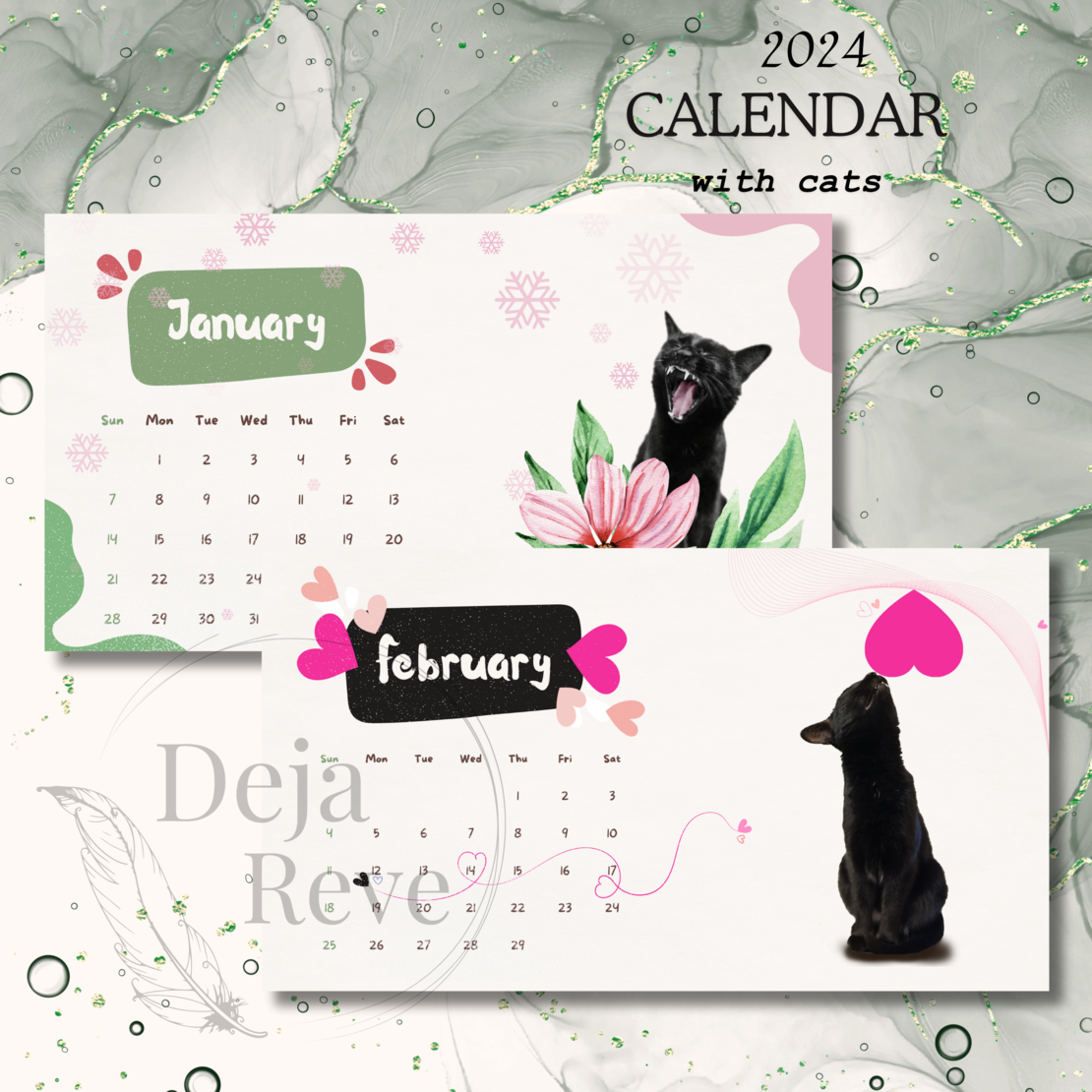 2024 Calendar with Cats