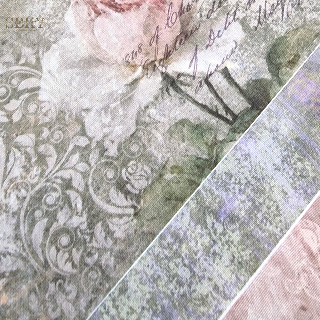Bookbinding Canvas “Faded Roses & Letters” – 25x60 cm