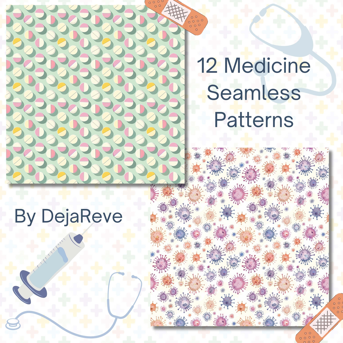 Medicine Seamless Patterns - Digital Papers