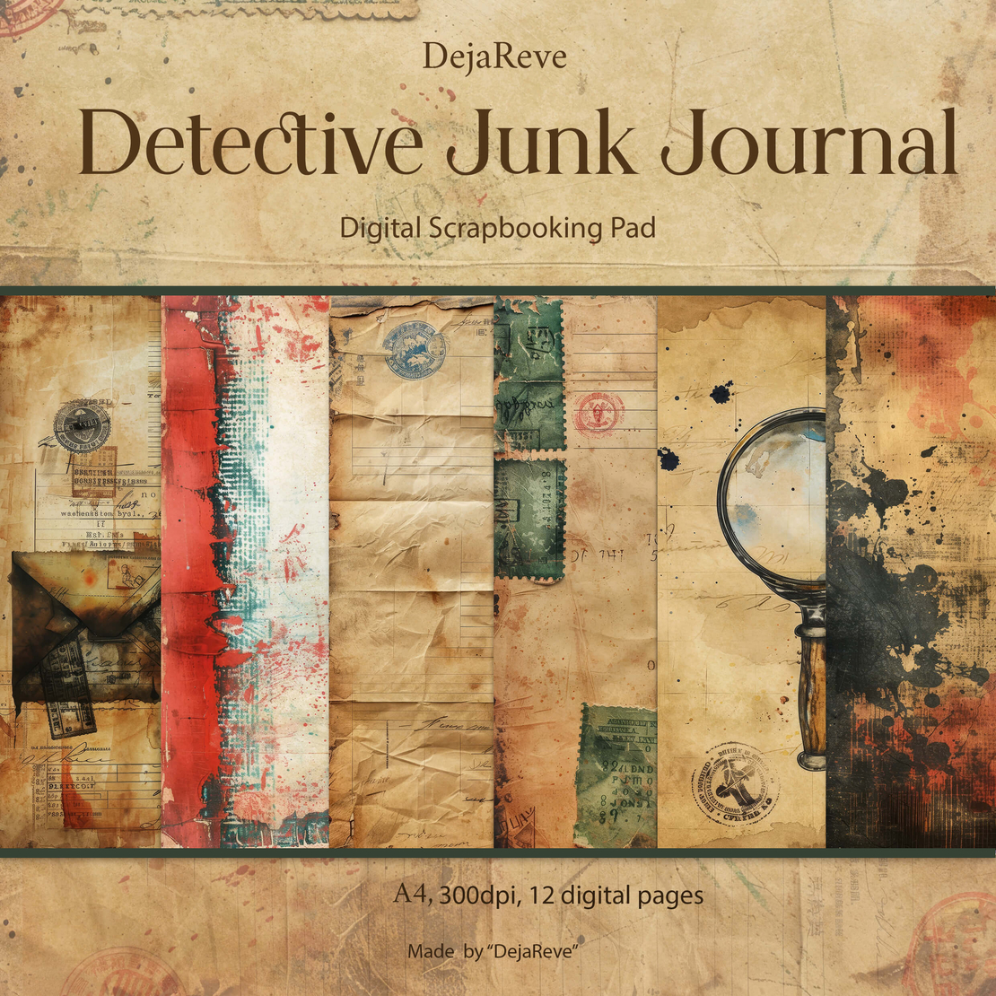 Дигитална хартия A4 - Detective Junk Journal